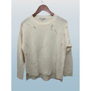 The Cashmere Project Distressed White Cashmere Crewneck Oversized Size Small